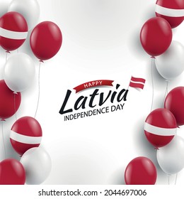 Vector Illustration of Independence Day of Latvia. Background with balloons 
