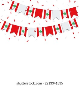 Vector Illustration of Independence Day in Lebanon. Garland with the flag of Lebanon on a white background.
