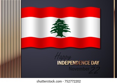 Vector Illustration for Independence Day of Lebanon With Golden Elements