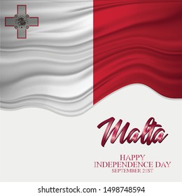 Vector illustration of Independence day in Malta Celebration on September 21.