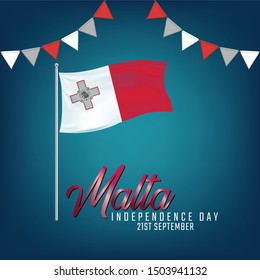 Vector illustration of Independence day in Malta Celebration on September 21st.