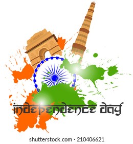 Vector illustration of  Independence day with monument