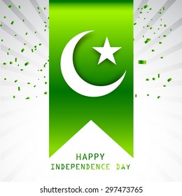 Vector illustration, Independence Day of Pakistan, Flag of Pakistan with ribbon.