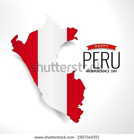 Vector Illustration of Independence Day of Peru. Map and flag of Peru.
