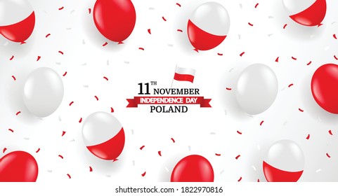 Vector Illustration of Independence Day of Poland. Background with balloons and confetti.
