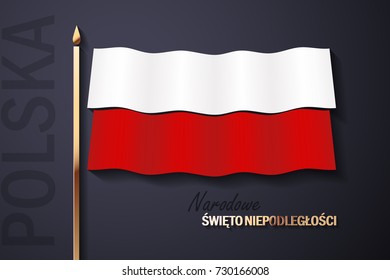 Vector Illustration for Independence Day of Poland with the text in Polish and golden elements