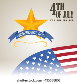 Vector illustration of Independence Day with star. Happy 4th of July Independence Day. Vector illustration of Independence Day.