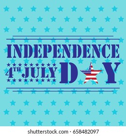 Vector illustration. Independence day of the USA. Greeting card with star on a blue background