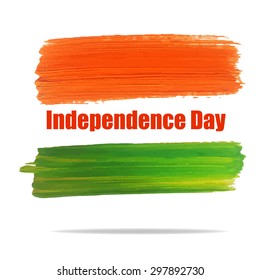 Vector Illustration of Independence India Day for Design, Website, Background, Banner. Watercolor 15 August flyer card Element Template. Green and orange 