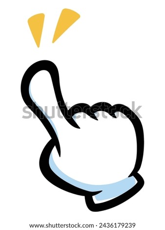 Vector illustration of index finger touching smartphone with gloved hand