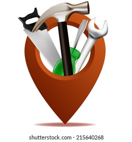 vector illustration. the index for the world map. hammer, screw-driver, wrench, saw. construction tools