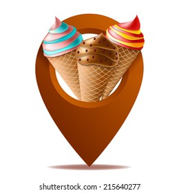 vector illustration. the index for the world map. ice cream and chocolate