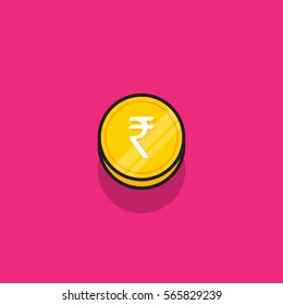 Vector illustration of India currency coins with shadow concept. Indian money. isolated