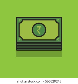 Vector illustration of India currency notes with shadow concept. Indian money. isolated