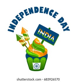 Vector illustration india day independence of the state festive cake colored badge on a white background