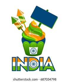 Vector illustration india day independence of the state festive cake colored badge on a white background