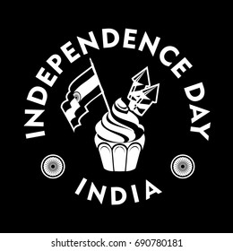Vector illustration india day independence of the state and white badge on a black background