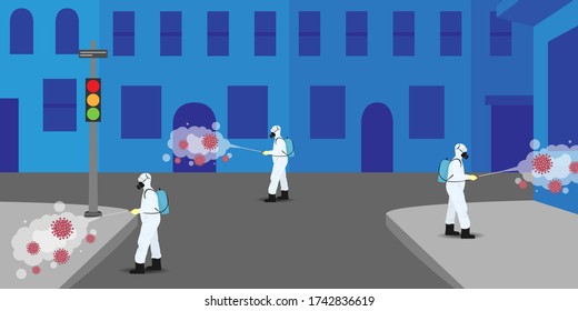 Vector illustration for India disinfectant during lock down, whole India sanitize for deadly covid 19 disease, 
global attack of corona virus
