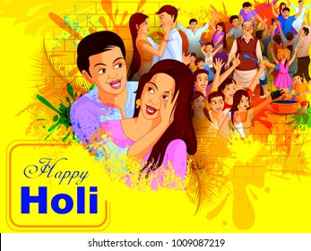 vector illustration of India Festival of Color Happy Holi background