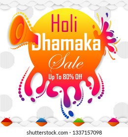 vector illustration of India Festival of Color Happy Holi Advertisement Sale background