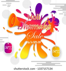 vector illustration of India Festival of Color Happy Holi Advertisement Sale background