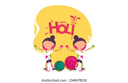vector illustration of India Festival of Color Happy Holi background - Vector