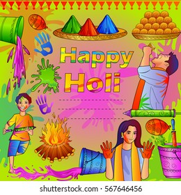 vector illustration of India Festival of Color Happy Holi background