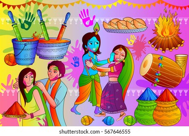 vector illustration of India Festival of Color Happy Holi background