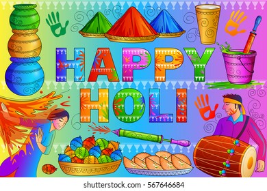 vector illustration of India Festival of Color Happy Holi background
