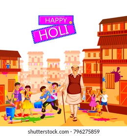 vector illustration of India Festival of Color Happy Holi background