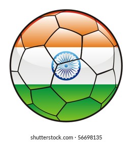 vector illustration of India flag on soccer ball