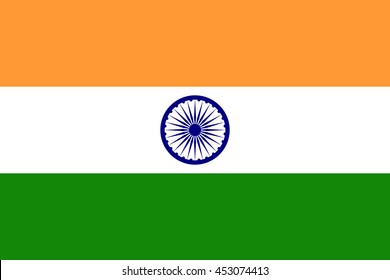 Vector illustration of India flag original and simple in official colors and proportion correctly, isolated background