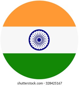 Vector illustration of india flag. Round national flag of india. Indian flag