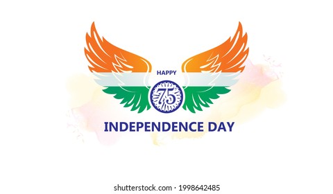 vector illustration of India independence day. 75 years journey celebration concept with tricolor wings