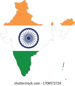 vector illustration of India map with flag