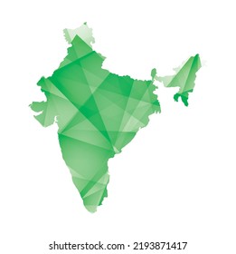 vector illustration of India map with green colored geometric shapes