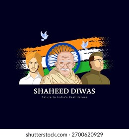 Vector illustration of India Martyrs' Day social media template