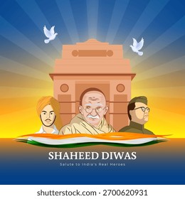 Plantilla de medios sociales de la Ilustración vectorial del Día de los Mártires de la India