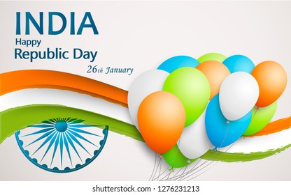 Vector Illustration Of India Republic Day for 26 January.