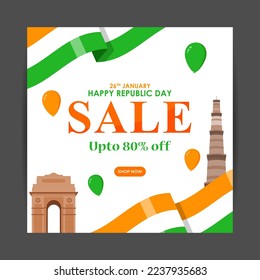Vektorgrafik von India Republic Day Sale Banner für Social Media-Post-Vorlage