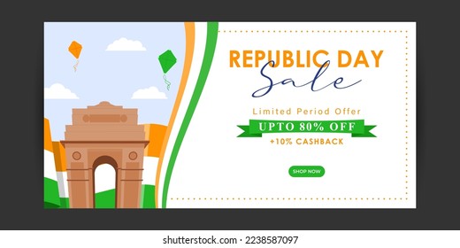 Vector illustration of India Republic Day Sale banner social media post template