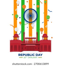 Plantilla de medios sociales del Día de la República de la Ilustración vectorial de la India