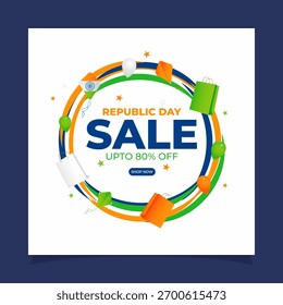 Ilustración vectorial del Día de la República de la India Venta de Plantilla de medios sociales