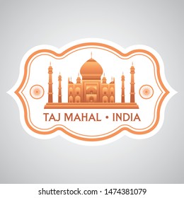 vector illustration of india, taj mahal travelling stickers with world's famous landmarks and tourist destinations elements. modern flat design. travel concept vector illustration