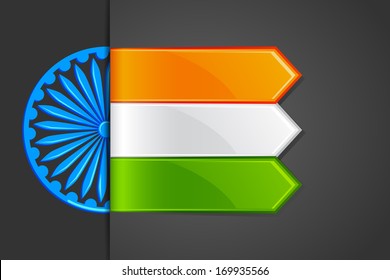 vector illustration of India Tricolor Label Tag for promotion