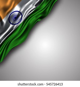  vector illustration of india waving silky flag isolated on gray background, can be used in many topic like national day, independence day