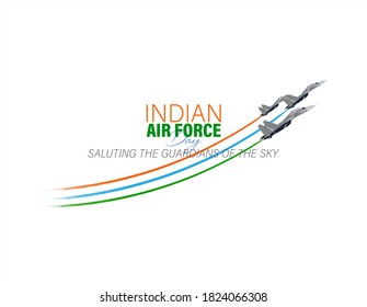 Vector Illustration of Indian Air Force Day observed on October 8. Banner with 3 fighter plane