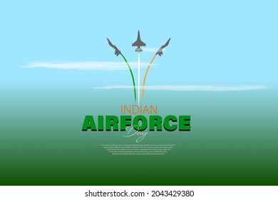 Vector Illustration of Indian Air Force Day observed on October 8. Banner with fighter planes flying in 3 direction