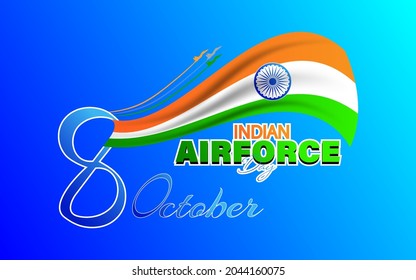 Vector Illustration of Indian Air Force Day observed on October 8. Banner with fighter planes flying in 3 direction