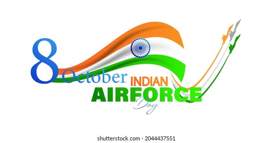 Vector Illustration of Indian Air Force Day observed on October 8. Banner with fighter planes flying in 3 direction